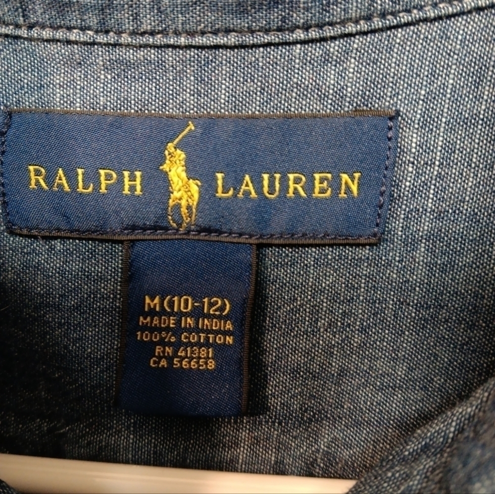 Ralph Lauren Chambray Button Down size kids 10-12 - Picture 5 of 5